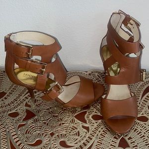 Size 6M, Michael Kors, brown leather stiletto heels
